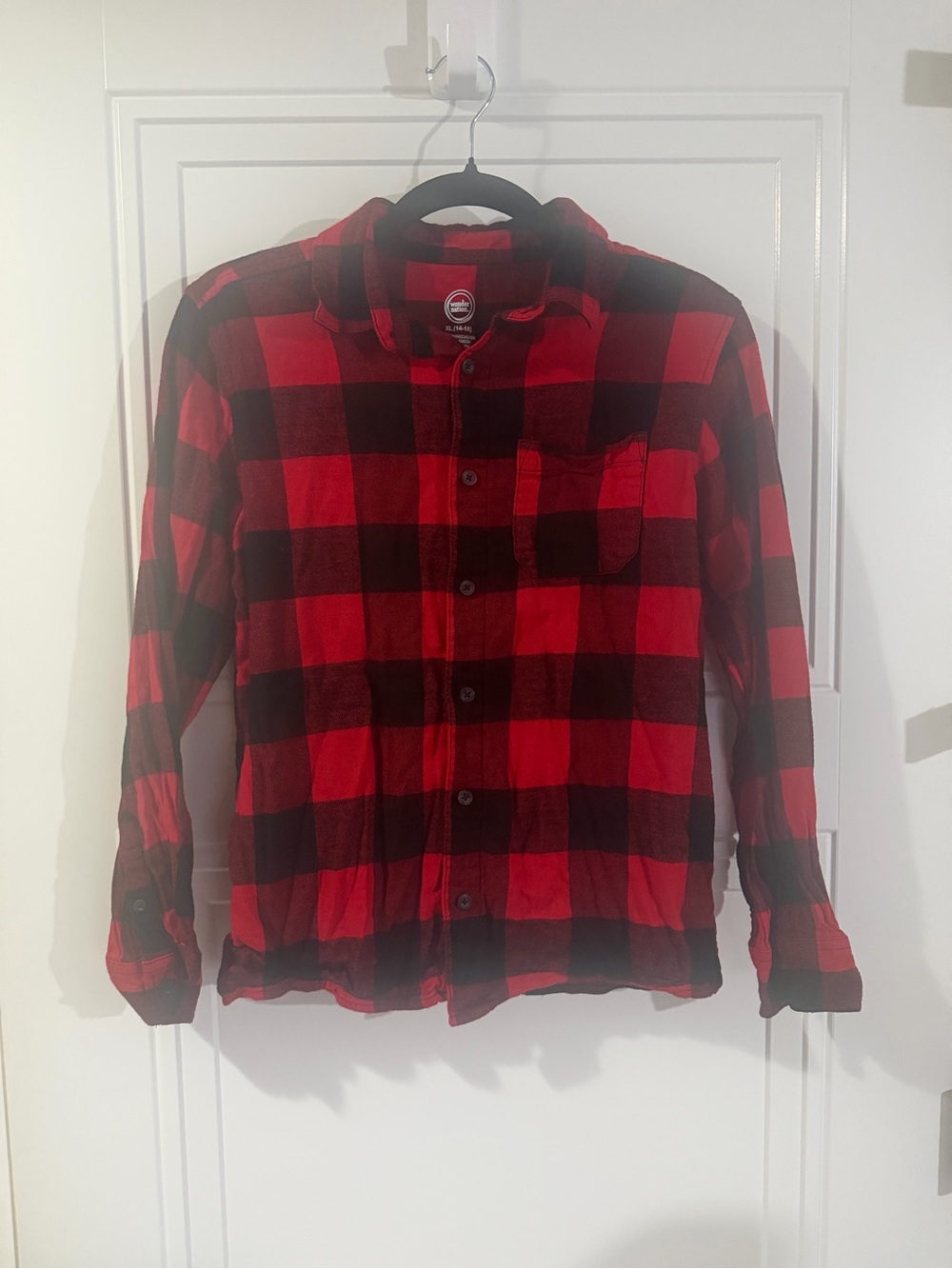 wonder nation Red and Black Buffalo Plaid Button-Down Shirt Boys Youth XL
